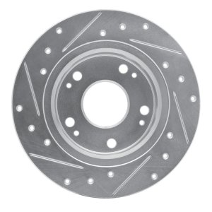 Acura TSX Brake Rotor (1) - Rear Right - R1 Concepts - Drilled & Slotted - Silver - `03-`08